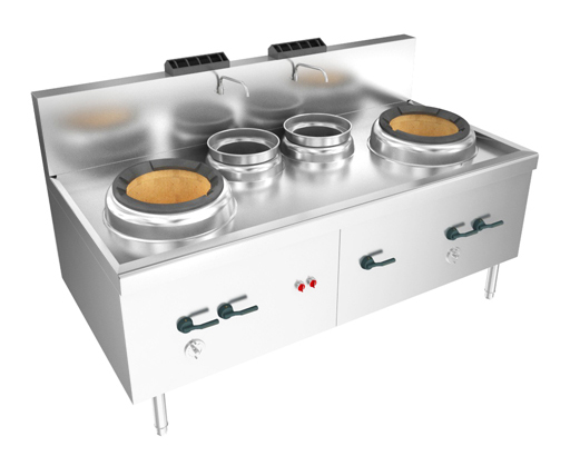 燃氣雙頭雙尾小炒爐 尺寸:2000x1000x800+350